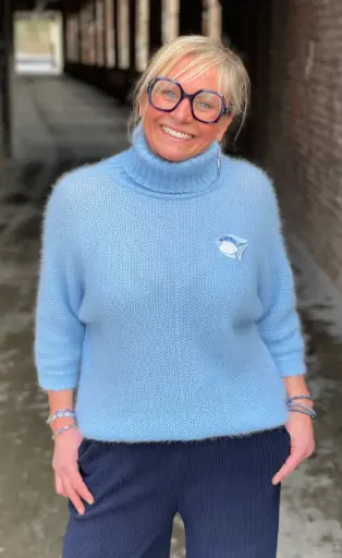 Pull col roulé nid d'abeille