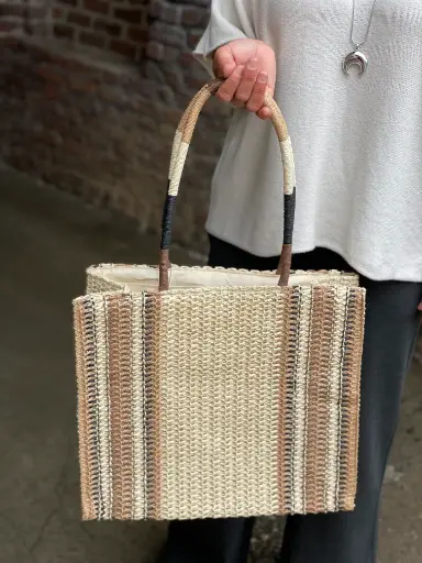Cabas Rafia Toile Transat