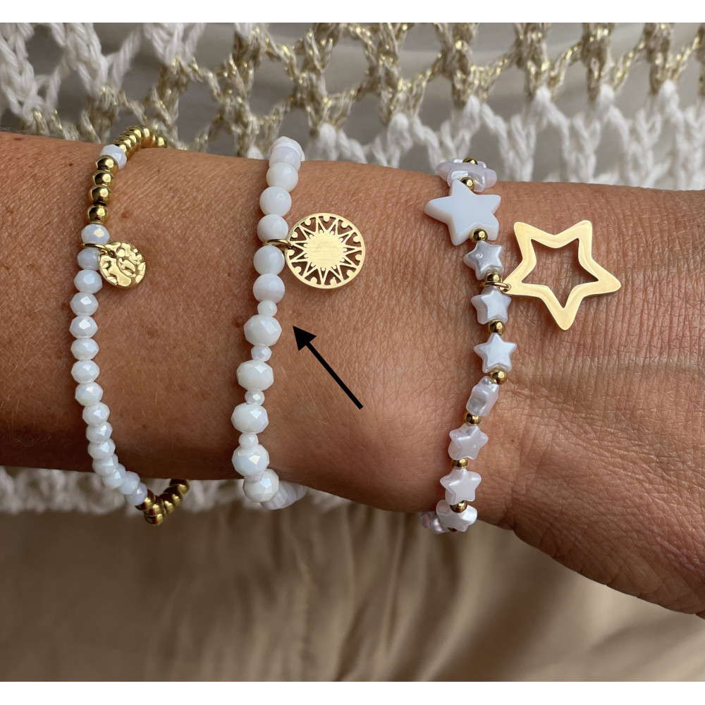 Bracelet perles rondes médaillon n°136