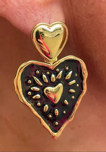 Boucles d'oreilles triple coeurs martelé n°227