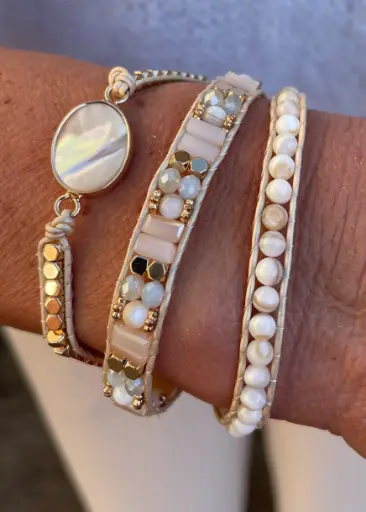 Bracelet 3 tours Nacre beige 2301