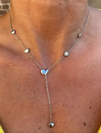 Collier chaîne pendant Coeurs bombés K1033