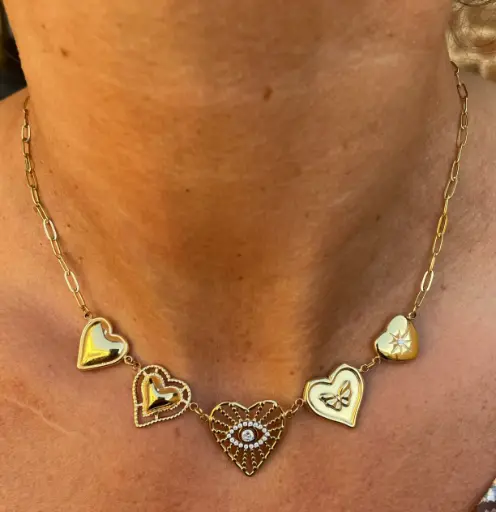 Collier chaîne grigri Coeur Oeil K1004