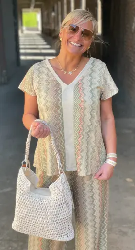 Blouse col V Lurex Scala