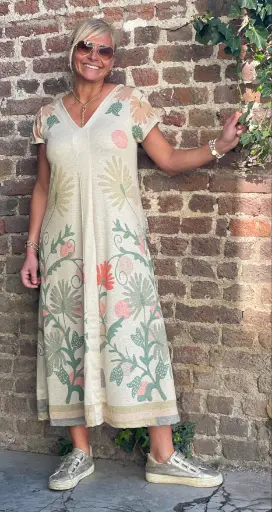Robe longue Lurex Fleurs 