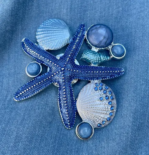 Broche aimant Etoile de Mer perles