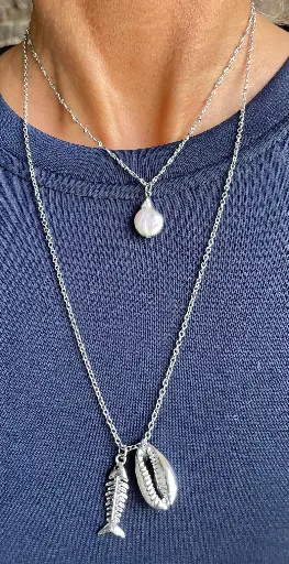Collier double chaîne arête KJ200147
