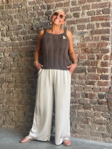 Pantalon effet satin