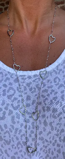 Collier chaîne double Coeurs XL1143