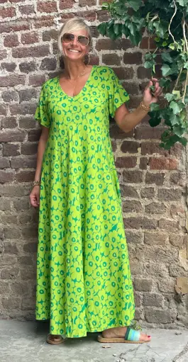 Robe longue manches courtes flowers 