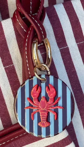 Porte clefs rond rayé homard