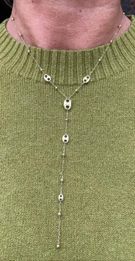 Collier chaîne pendant minis boutons K1024