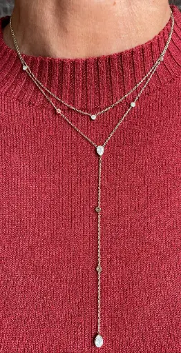 Collier double pendant gouttes XL105