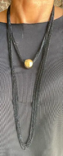 Collier fines chaînes boule doré