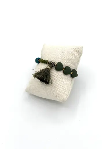 Bracelet coeur pampilles n°301 (Vert foncé) 