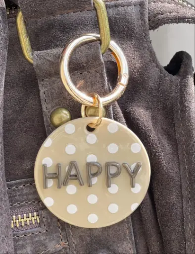 Porte clefs rond pois Happy