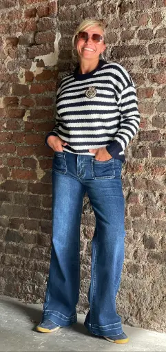 Jeans bleu 4 poches appliquées