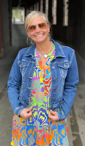 Veste jeans poches usees
