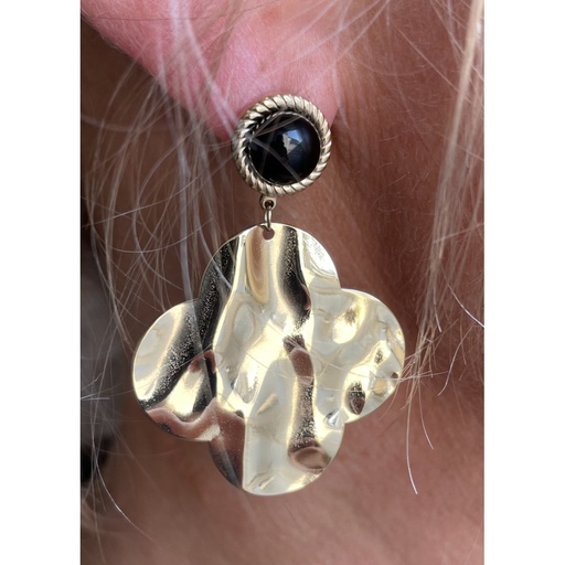 Boucles doreilles trefle martele n76