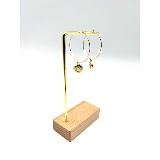 Boucles doreilles creoles perles disques n91