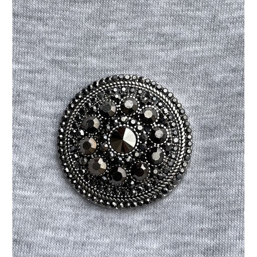 Broche aimant ronde strass relief