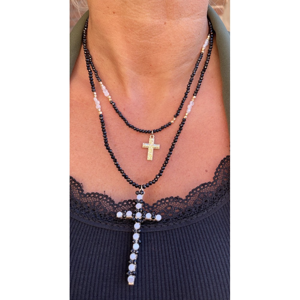 Collier double rangs Croix YL A5554
