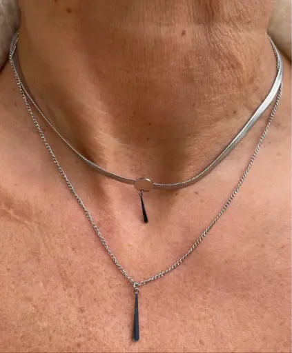 Collier chaîne double 2 pendants WFK031