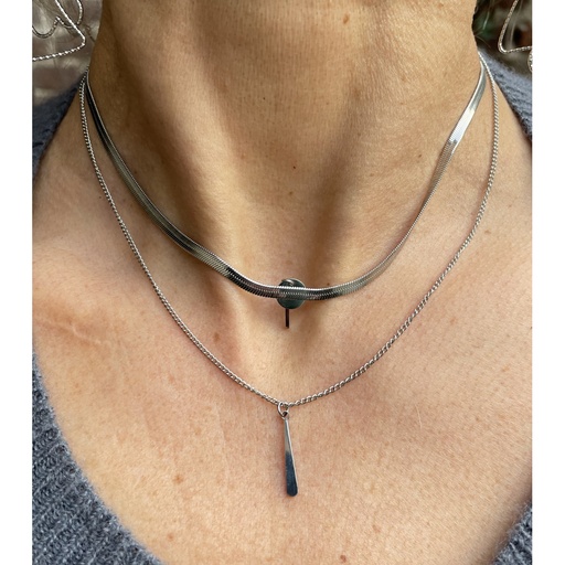 Collier chaîne double 2 pendants WFK031