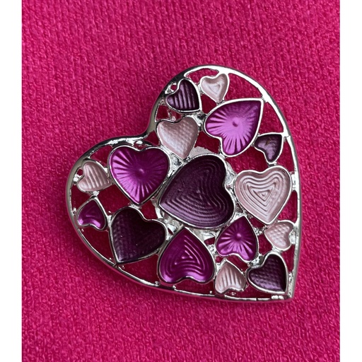Broche aimant multis coeurs relief