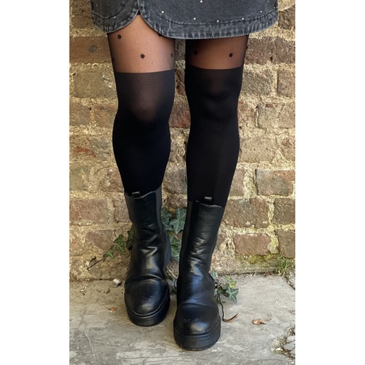 Bas collants cuissardes pois petite taille