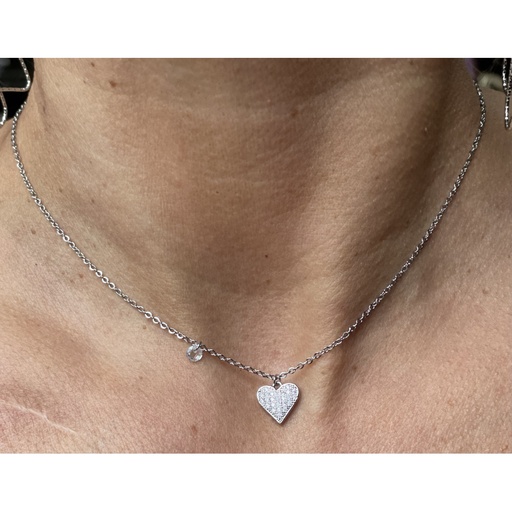 Collier fin coeur strass XL 0072