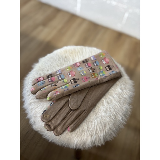 Gants daim chouette