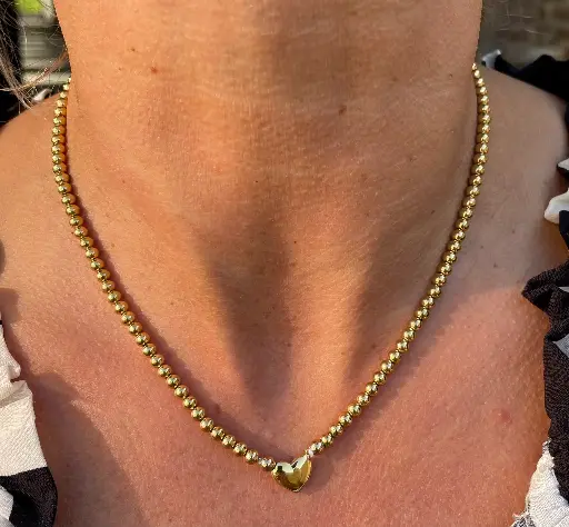 Collier fin billes coeur YL RX054