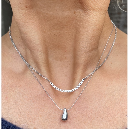 Collier fin double rangs goutte barre WFK037