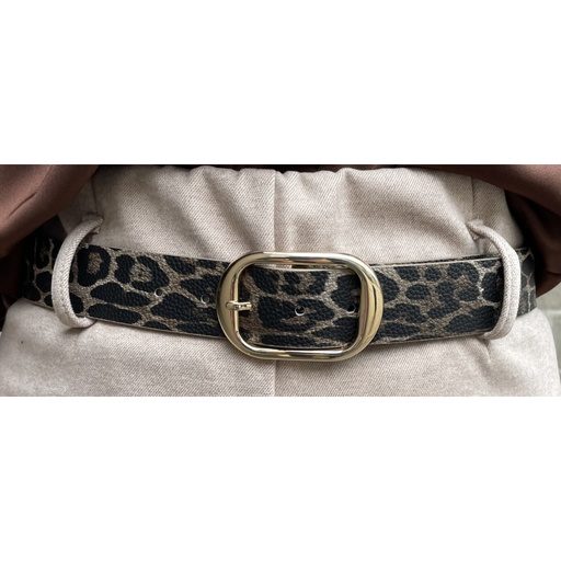 Ceinture Léopard boucle ovale dorée
