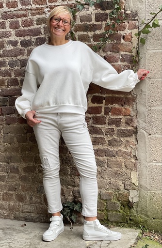 Jeans gris 7/8 rapiècé