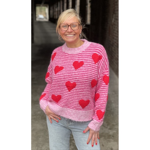 Pull rayé Coeurs