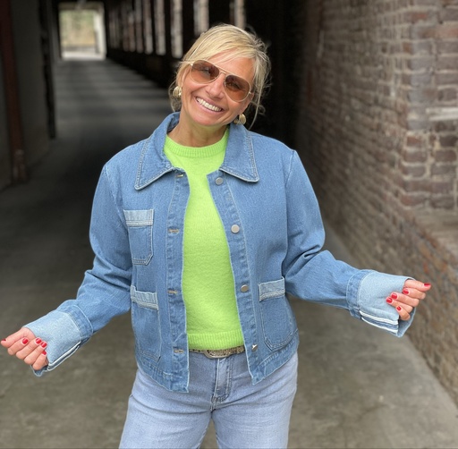 Veste jeans poches appliquées