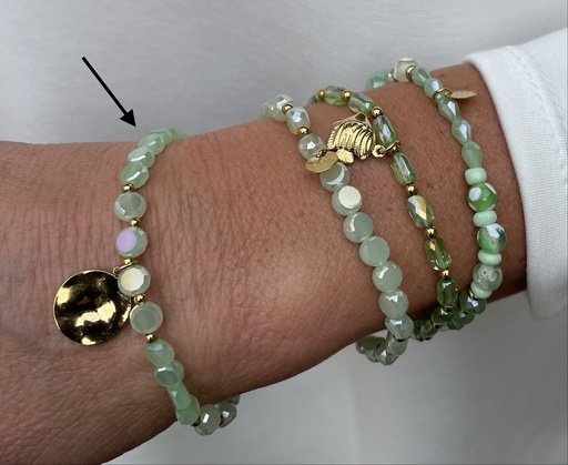 Bracelet médaille martelée n°220 (Vert doux)