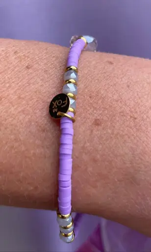 Bracelet perles effet caoutchouc n°148 (Mauve)