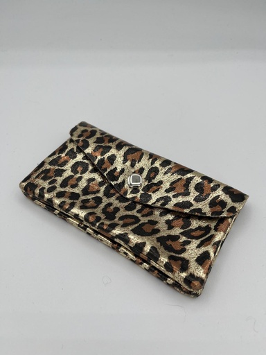Portefeuille cuir brillant minis léopard