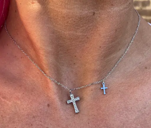 Collier chaîne double croix TG282