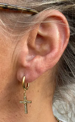 Boucles d'oreilles Créoles Croix Strass n°166