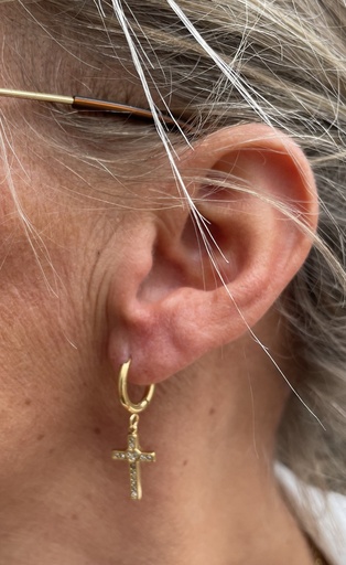 Boucles d'oreilles Créoles Croix Strass n°166