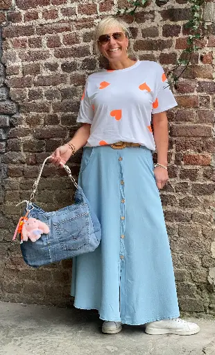 Jupe longue tencel boutons