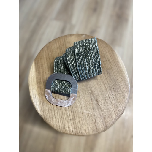 Ceinture rotin boucle argentée/marbrée