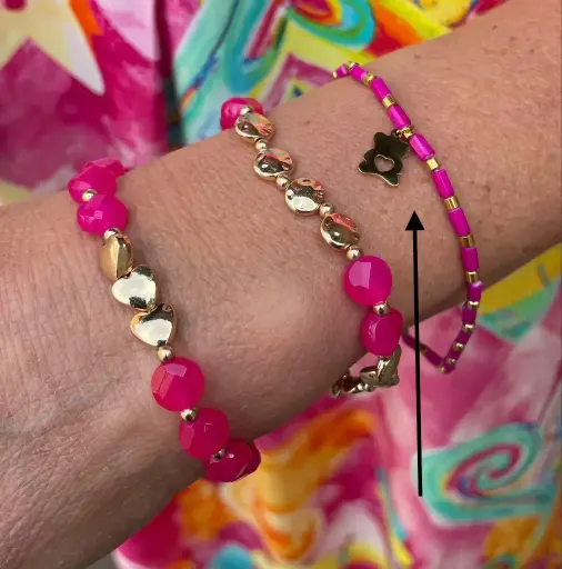 Bracelet cylindre ours doré n°38 (Fuchsia)