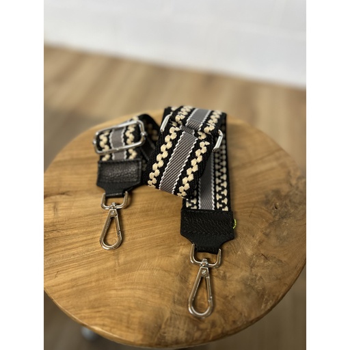 Laniere ligne bandes pointilles attaches argentees