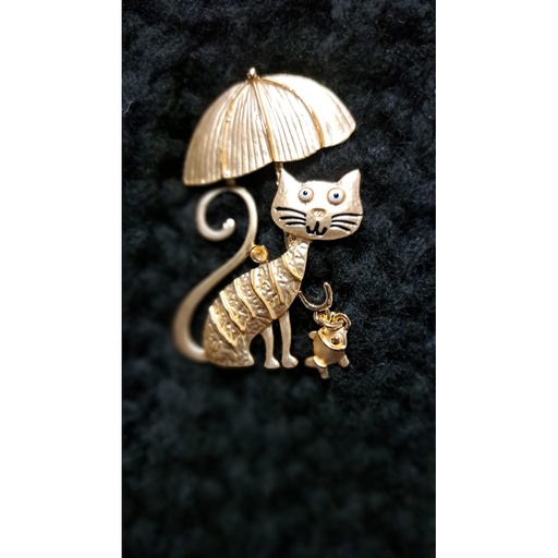 Broche aimant chat parapluie
