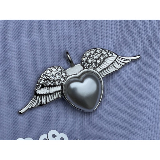 Mini broche aimant ailes coeur
